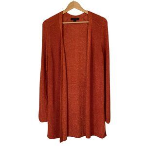 Ann Taylor Metallic Sparkle Open-Front Cardigan – Orange – SZ L